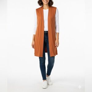 Pleats Please Issey Miyake Sleeveless Plisse Longline Vest Orange